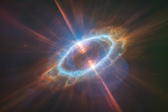 A cosmic explosion of light and color creates a stunning nebula in deep space