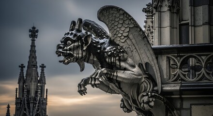 Guardian of the Heights A Gothic Gargoyle Overlooking the City