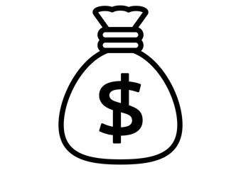 ドルマーク付きのシンプルな巾着袋アイコン