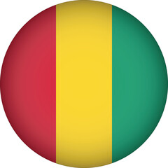 3D Circular National Flag of Guinea — Symbol of Patriotism and African Unity on transparent background 
