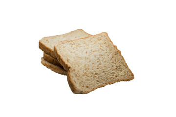 Stack of Sliced Whole Wheat Bread on white background,png