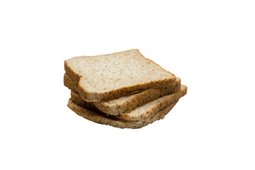 Stack of Sliced Whole Wheat Bread on white background,png