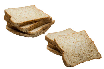 Stack of Sliced Whole Wheat Bread on white background,png