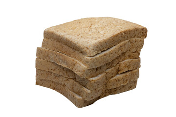 Stack of Sliced Whole Wheat Bread on white background,png