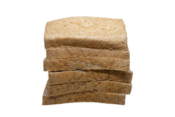 Stack of Sliced Whole Wheat Bread on white background,png