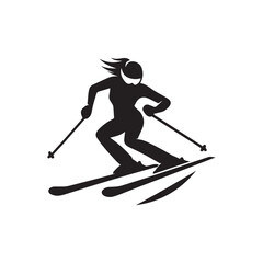 skier vector silhouette clip art logo design illustration