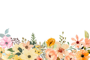 Watercolor flowers background vector for design.