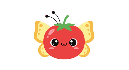 Adorable tomato with butterfly wings illustration for whimsical creative projects