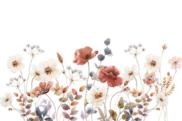 Watercolor flowers background vector for design.
