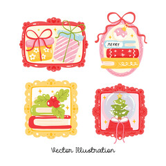Christmas Frame Clipart Set, Holiday Gift and Book Elements