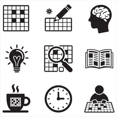 crossword puzzle vector art icons packs silhouette 9 sampol disign black and white backgrount icon set