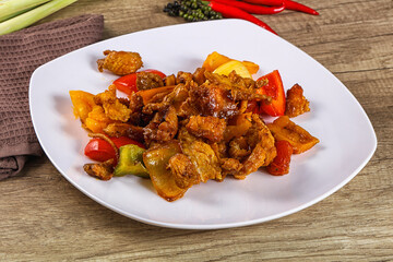 Asian cuisine - roasted crocodile meat