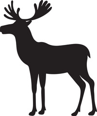 Obraz premium Moose animal silhouette vector, black and white silhouette vector illustration