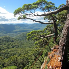 Obraz premium Panoramic View from a Mountaintop Cliff.