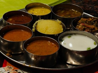 South Indian thali food curry served in plate
