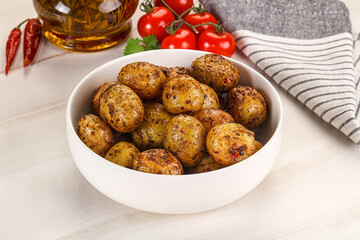 Baked mini potato with herbs