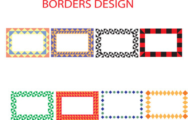 Borders Design with Geometric Shapes | Collection of Colorful Decorative Rectangular Frames for Invitations, Certificates, and Scrapbooking Projects