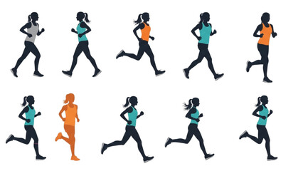 Animated Running Woman Seamless Cycle Illustration for Fitness Projects