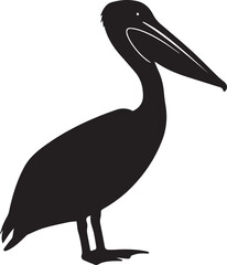 Pelican silhouette vector, black and white silhouette vector illustration