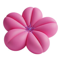Pink flower isolated on transparent background with soft petals and purple center