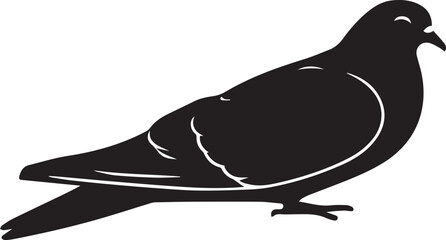 Pigeon silhouette vector, black and white silhouette vector illustration