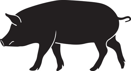 Pig silhouette vector, black and white silhouette vector illustration