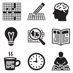 crossword puzzle vector art icons packs silhouette 9 sampol disign black and white backgrount icon set