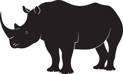Rhino silhouette vector, black and white silhouette vector illustration