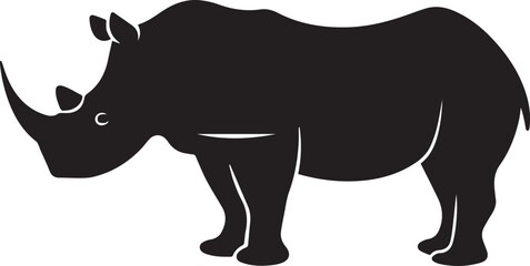 Rhino silhouette vector, black and white silhouette vector illustration