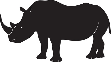 Rhino silhouette vector, black and white silhouette vector illustration