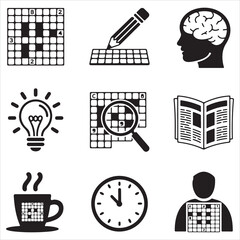 crossword puzzle vector art icons packs silhouette 9 sampol disign black and white backgrount icon set