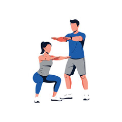 Fitness partners exercising together in gym workout