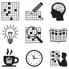 crossword puzzle vector art icons packs silhouette 9 sampol disign black and white backgrount icon set