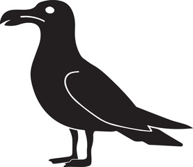 Seagull bird silhouette vector, black and white silhouette vector illustration