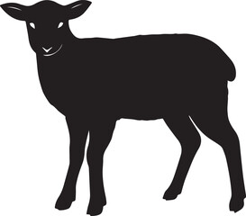 Sheep silhouette vector, black and white silhouette vector illustration