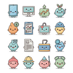 set of funny cartoon