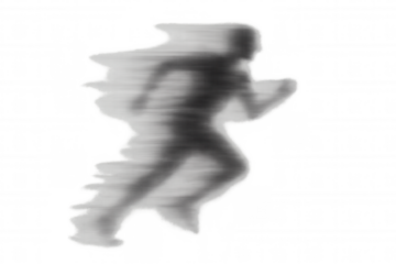 Running silhouette with motion blur effect demonstrating speed and energy on transparent background