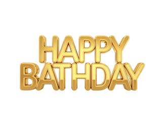 Celebrate with golden Happy Bathday wishes! Perfect for custom cards, invitations, or social posts, this metallic text adds a touch of luxury to any special day.