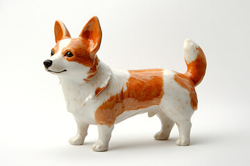 Adorable ceramic corgi figurine with orange and white markings, a charming collectible for dog lovers, a delightful piece of home decor