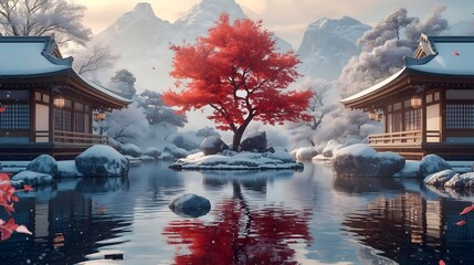 japanese garden at night