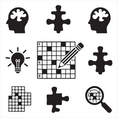 crossword puzzle vector art icons packs silhouette 9 sampol disign black and white backgrount icon set