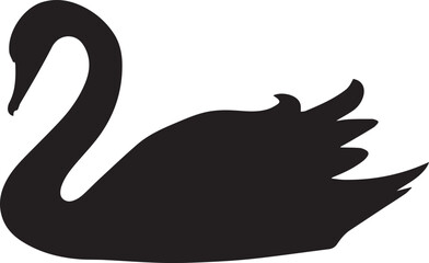 Swan silhouette vector, black and white silhouette vector illustration