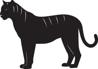 Tiger silhouette vector, black and white silhouette vector illustration