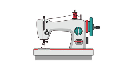 Fototapeta premium Elegant vintage sewing machine illustration, blending modern art style with retro charm and creative design features showcasing precision and craft