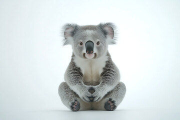 Adorable baby koala sitting contentedly, perfect for conservation campaigns and children's books, evoking feelings of tenderness and wonder