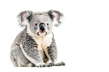 Adorable koala bear portrait, cute furry animal with a curious expression, perfect for conservation awareness and wildlife projects, inviting nature imagery