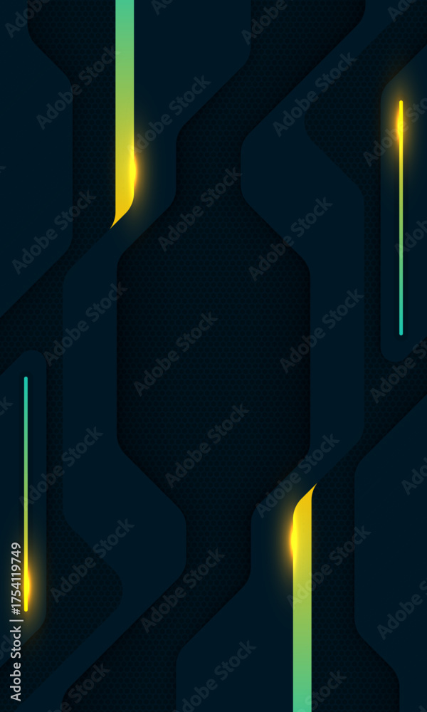 Canvas Prints abstract digital technology background with glowing blue lines and dark wave design