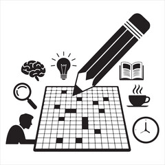 crossword puzzle vector art icons packs silhouette 9 sampol disign black and white backgrount icon set