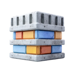 Naklejka premium Block Structure Cube Design 3D Render.