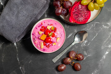 Fruit custard is a creamy, chilled dessert made with rich custard and mixed fresh fruits, offering a sweet, smooth, refreshing, and delightful flavor.
